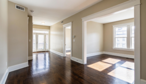 Finished Philadelphia renovation with smooth drywall, clean trim, and new flooring