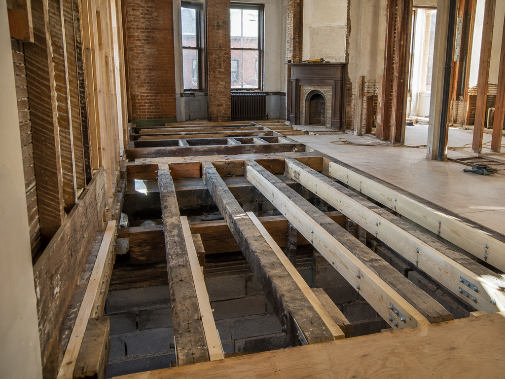 Joist Sistering and Floor Levelling in Historic Philadelphia Homes shown in a realistic Philadelphia, PA residential construction setting.