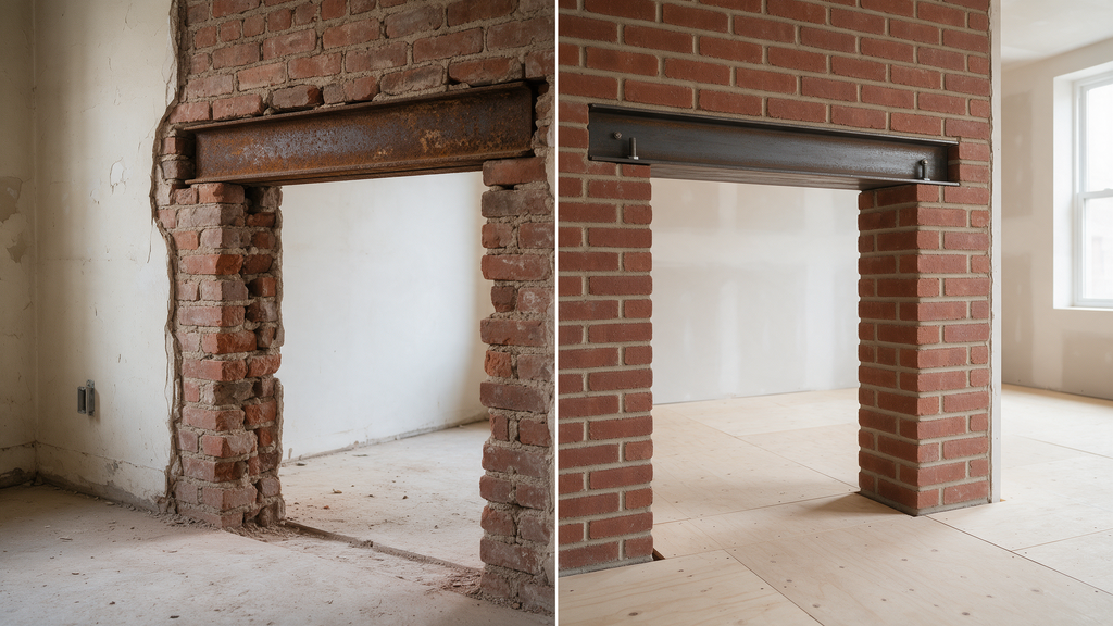 Professional masonry lintel opening Philadelphia rowhome detail for Noam Construction - Philadelphia in South Philadelphia

